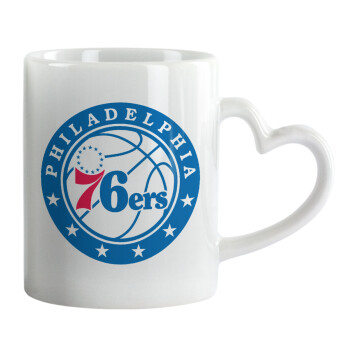 Philadelphia 76ers, Κούπα καρδιά χερούλι λευκή, κεραμική, 330ml