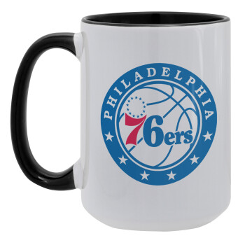 Philadelphia 76ers, Κούπα Mega 15oz, κεραμική Μαύρη, 450ml