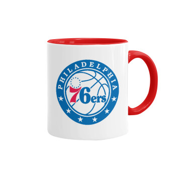 Philadelphia 76ers, Κούπα χρωματιστή κόκκινη, κεραμική, 330ml