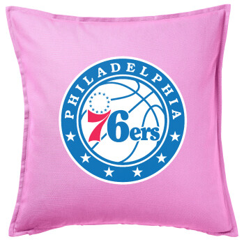 Philadelphia 76ers, Μαξιλάρι καναπέ ΡΟΖ 100% βαμβάκι, περιέχεται το γέμισμα (50x50cm)