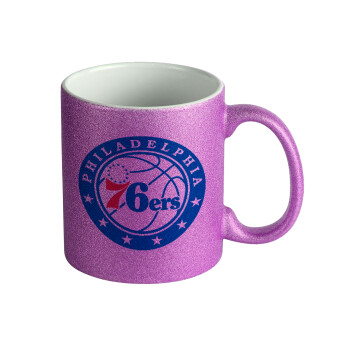 Philadelphia 76ers, Κούπα Μωβ Glitter που γυαλίζει, κεραμική, 330ml