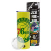 Neon Yellow Travel Tumbler, with metal straw (Stainless steel 304 Food grade, BPA free, 600ml)