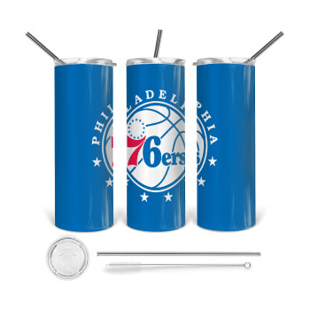 Philadelphia 76ers, Tumbler stainless steel 600ml, with metal straw & cleaning brush