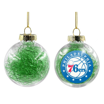 Philadelphia 76ers, Χριστουγεννιάτικη μπάλα δένδρου διάφανη με πράσινο γέμισμα 8cm