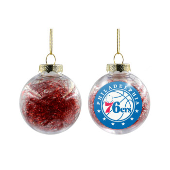 Philadelphia 76ers, Χριστουγεννιάτικη μπάλα δένδρου διάφανη με κόκκινο γέμισμα 8cm