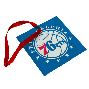 Philadelphia 76ers, Christmas ornament, glass square ornament 9x9cm