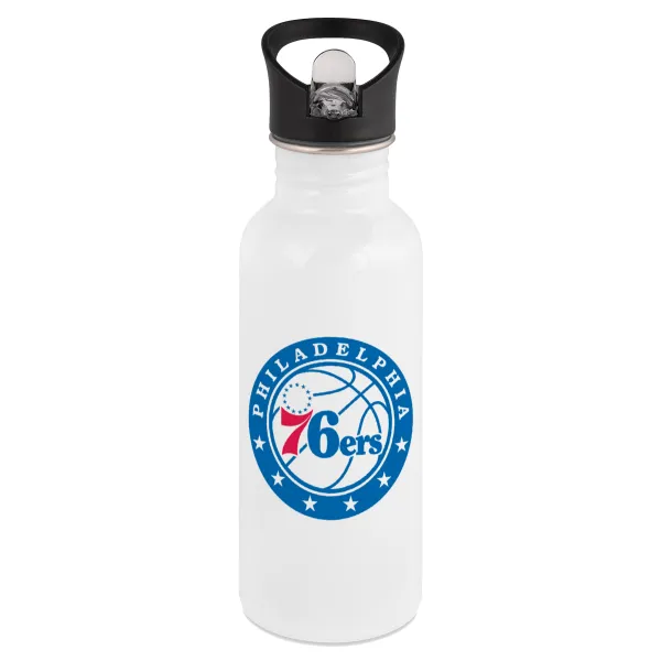Philadelphia 76ers — Παγούρι νερού Λευκό με καλαμάκι, ανοξείδωτο ατσάλι 600ml