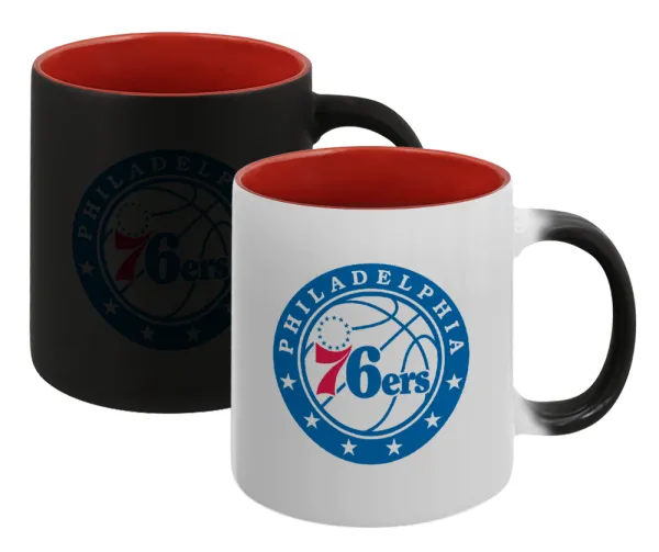 Philadelphia 76ers — Κούπα Μαγική εσωτερικό κόκκινο, κεραμική, 330ml που αλλάζει χρώμα με το ζεστό ρόφημα