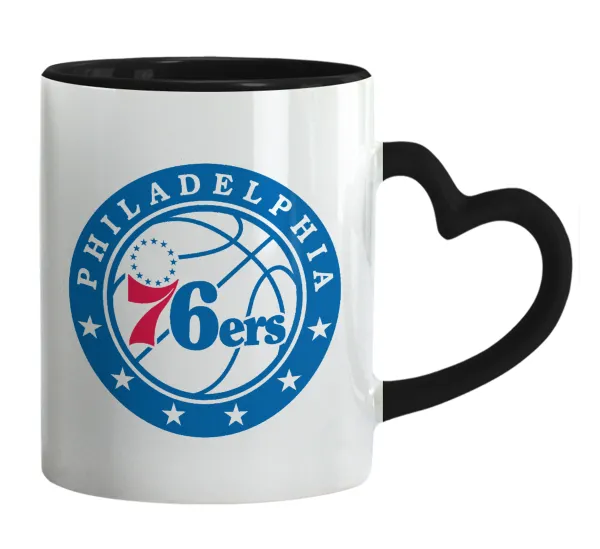 Philadelphia 76ers — Mug heart black handle, ceramic, 330ml