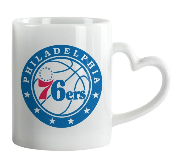 Philadelphia 76ers — Κούπα καρδιά χερούλι λευκή, κεραμική, 330ml