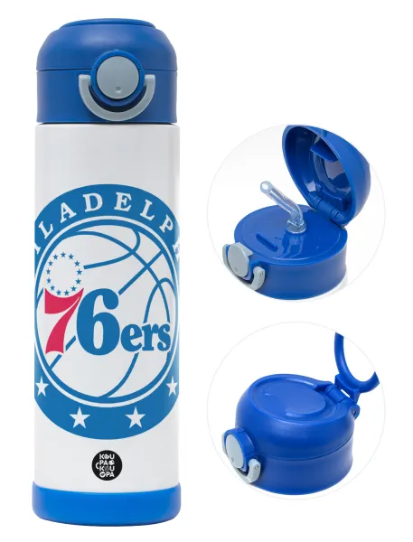 Philadelphia 76ers — Children's hot water bottle, stainless steel, with safety straw, BLUE (500ml)