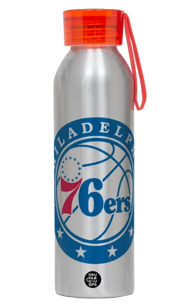 Philadelphia 76ers — Aluminum Sports Bottle 650ml – Silver with Red Cap and Silicone Strap