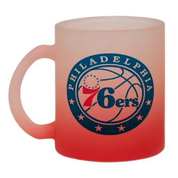 Philadelphia 76ers, Κούπα γυάλινη δίχρωμη με βάση το κόκκινο ματ, 330ml