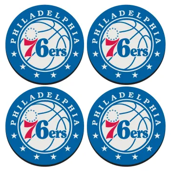 Philadelphia 76ers, ΣΕΤ 4 Σουβέρ ξύλινα στρογγυλά (9cm)