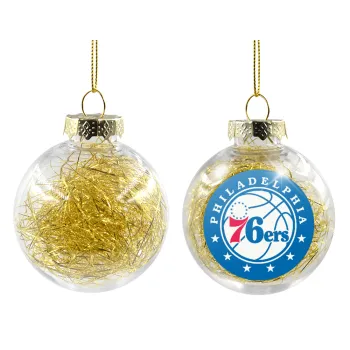 Philadelphia 76ers, Transparent Christmas tree ball ornament with gold filling 8cm