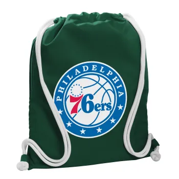 Philadelphia 76ers, Backpack pouch GYMBAG BOTTLE GREEN, with pocket (40x48cm) & thick white cords
