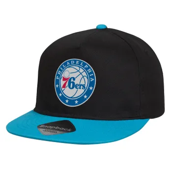 Philadelphia 76ers, Child's Flat Snapback Hat, Black/Blue (100% COTTON, CHILD, UNISEX, ONE SIZE)
