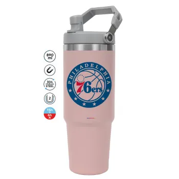 Philadelphia 76ers, Pink color, 890ml (30oz) stainless Steel Tumbler with Handle