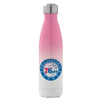 Philadelphia 76ers, Μεταλλικό παγούρι θερμός Ροζ/Λευκό (Stainless steel), διπλού τοιχώματος, 500ml