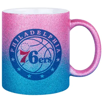 Philadelphia 76ers, Κούπα Χρυσή/Μπλε Glitter, κεραμική, 330ml