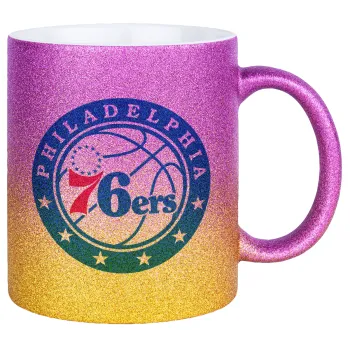 Philadelphia 76ers, Κούπα Χρυσή/Ροζ Glitter, κεραμική, 330ml