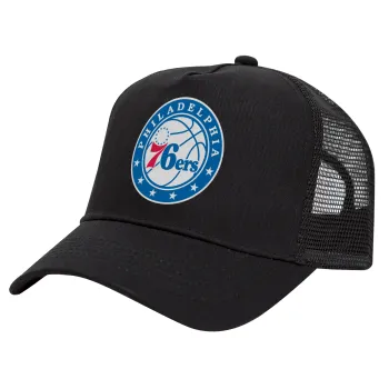 Philadelphia 76ers, Trucker Hat with Mesh, Black, (COTTON, KIDS, UNISEX, ONE SIZE)