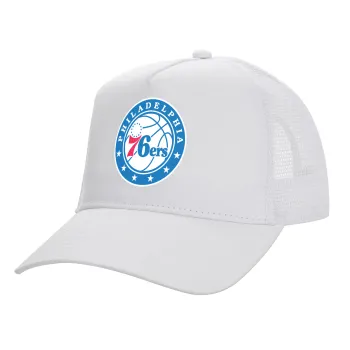 Philadelphia 76ers, Καπέλο Ενηλίκων Structured Trucker, με Δίχτυ, ΛΕΥΚΟ (100% ΒΑΜΒΑΚΕΡΟ, ΕΝΗΛΙΚΩΝ, UNISEX, ONE SIZE)