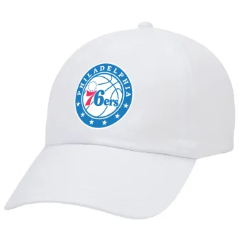 Philadelphia 76ers, Καπέλο Ενηλίκων Baseball Λευκό 5-φύλλο (POLYESTER, ΕΝΗΛΙΚΩΝ, UNISEX, ONE SIZE)