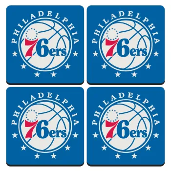Philadelphia 76ers, ΣΕΤ 4 Σουβέρ ξύλινα τετράγωνα (9cm)