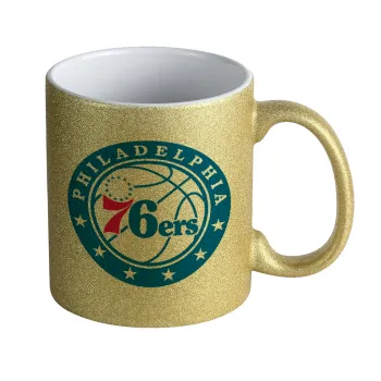 Philadelphia 76ers, Κούπα Χρυσή Glitter που γυαλίζει, κεραμική, 330ml