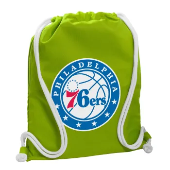 Philadelphia 76ers, Backpack bag GYMBAG LIME GREEN, with pocket (40x48cm) & thick cords