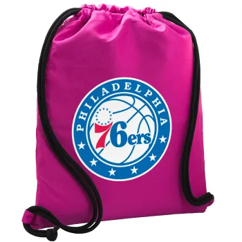 Philadelphia 76ers, Backpack pouch GYMBAG Fuchsia, with pocket (40x48cm) & thick cords