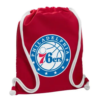 Philadelphia 76ers, Backpack pouch GYMBAG Red, with pocket (40x48cm) & thick cords