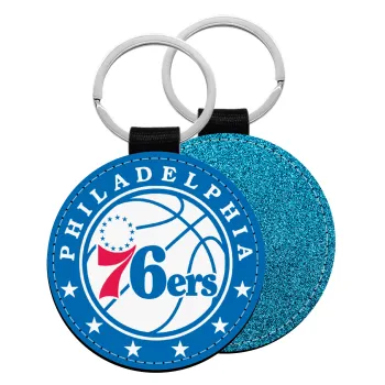 Philadelphia 76ers, Μπρελόκ Δερματίνη, στρογγυλό ΜΠΛΕ (5cm)