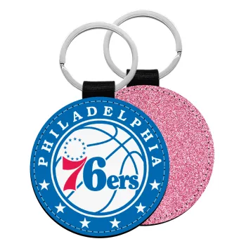 Philadelphia 76ers, Μπρελόκ Δερματίνη, στρογγυλό ΡΟΖ (5cm)