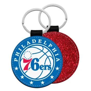 Philadelphia 76ers, Μπρελόκ Δερματίνη, στρογγυλό ΚΟΚΚΙΝΟ (5cm)
