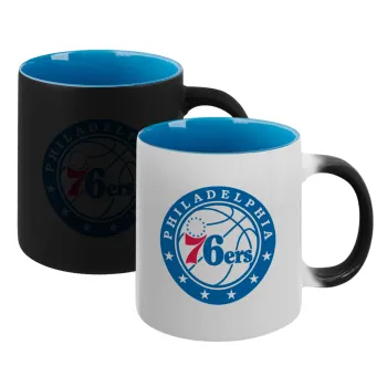 Philadelphia 76ers, Κούπα Μαγική εσωτερικό μπλε, κεραμική 330ml που αλλάζει χρώμα με το ζεστό ρόφημα