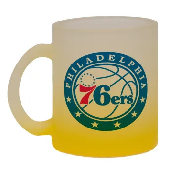 Philadelphia 76ers, Κούπα γυάλινη δίχρωμη με βάση το κίτρινο ματ, 330ml