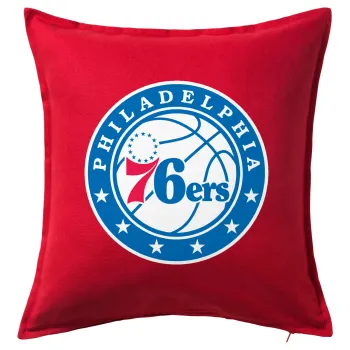 Philadelphia 76ers, Μαξιλάρι καναπέ Κόκκινο 100% βαμβάκι, περιέχεται το γέμισμα (50x50cm)