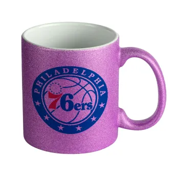 Philadelphia 76ers, Κούπα Μωβ Glitter που γυαλίζει, κεραμική, 330ml