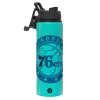 Metallic water bottle with safety lid, 850ml aluminum