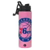 Metallic water bottle with safety lid, 850ml aluminum