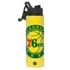 Metallic water bottle with safety lid, 850ml aluminum