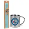 Easter Set, metallic thermal cup (300ml) & aromatic flat Easter candle (30cm) (TURQUOISE)