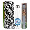 Easter candle, metallic white thermos bottle (500ml) & aromatic flat candle (30cm) (GRAY)
