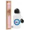 Easter Set, metallic aluminum bottle (500ml) & aromatic flat Easter candle (30cm) (PINK)