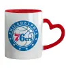 Mug heart red handle, ceramic, 330ml