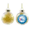 Transparent Christmas tree ball ornament with gold filling 8cm