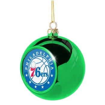 Philadelphia 76ers, Green Christmas tree ornament ball 8cm