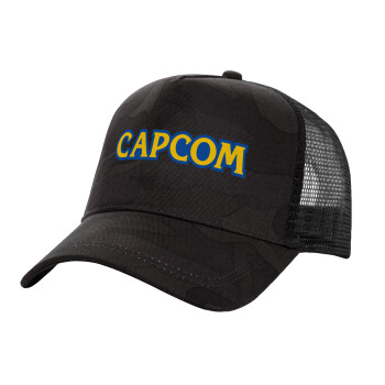 Capcom, Adult Structured Trucker Hat, with Mesh, Dark Army (100% COTTON, ADULT, UNISEX, ONE SIZE)